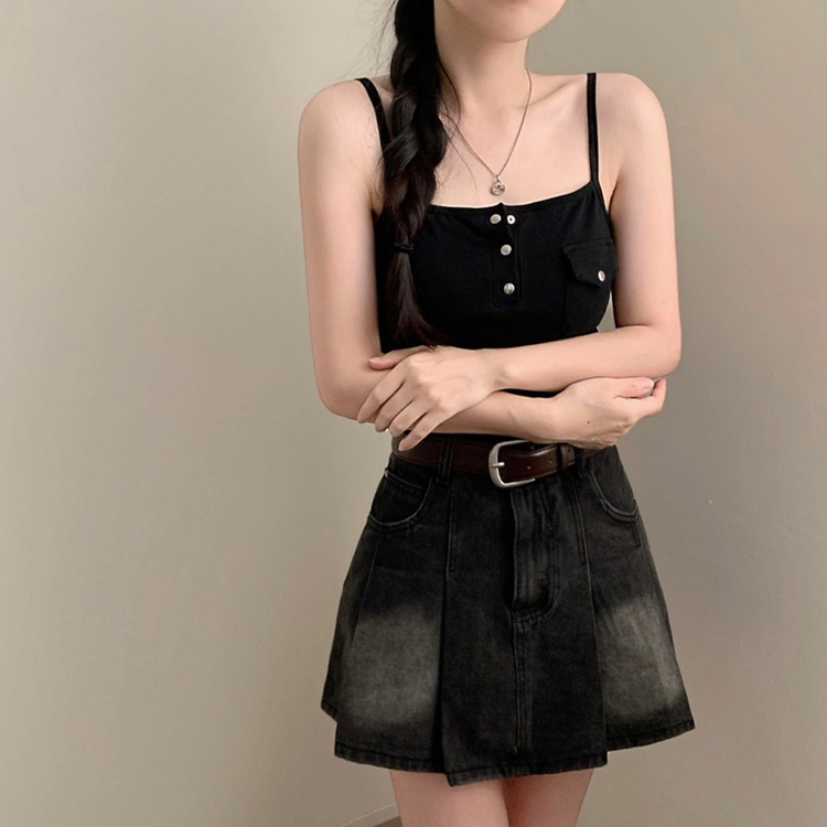 【カップ付き】ポケットキャミソール BLACK