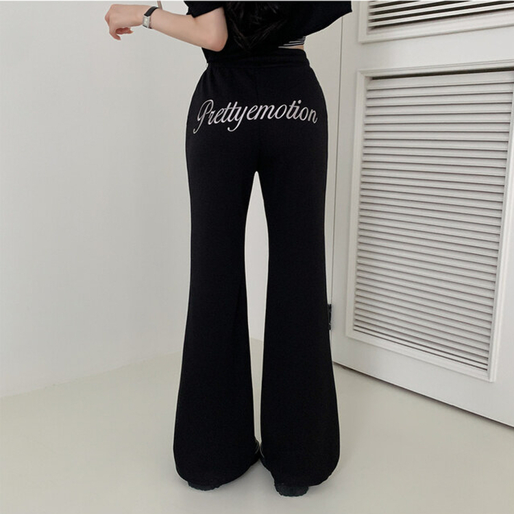バックレタリングトレーニングブーツカットパンツ(9color) BLACK