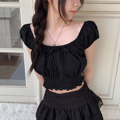 ブラウス パフオフショルダーブラウス BLACK