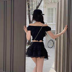 ブラウス パフオフショルダーブラウス BLACK