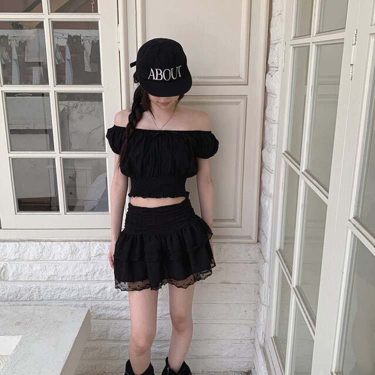 パフオフショルダーブラウス BLACK
