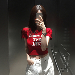 半袖Tシャツ レタークロップ半袖Tシャツ DARK RED