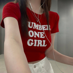 半袖Tシャツ レタークロップ半袖Tシャツ DARK RED