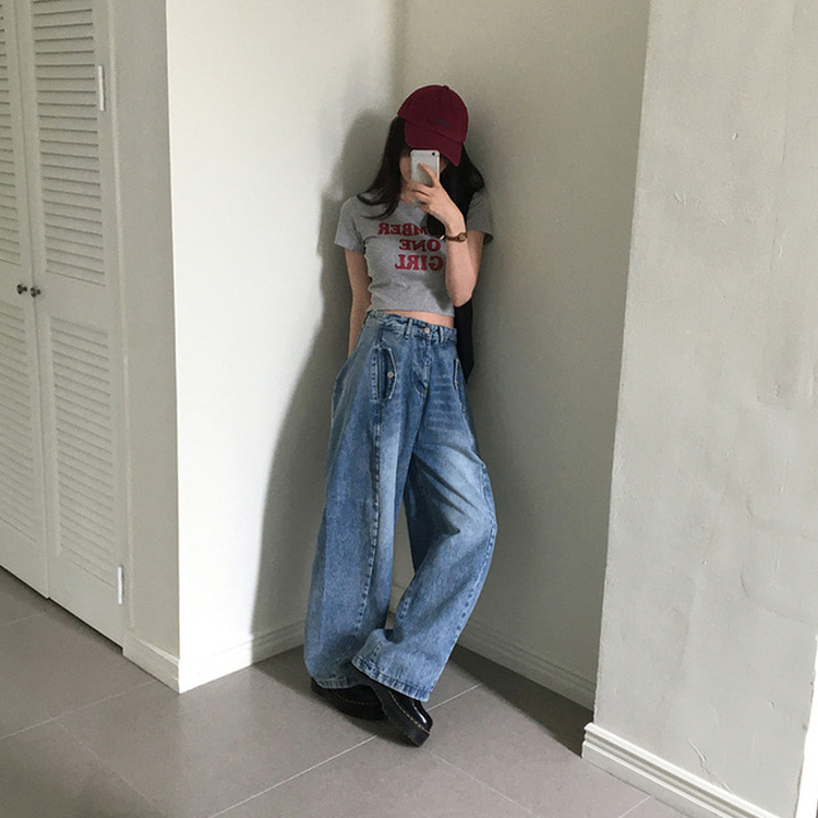 レタークロップ半袖Tシャツ GREY