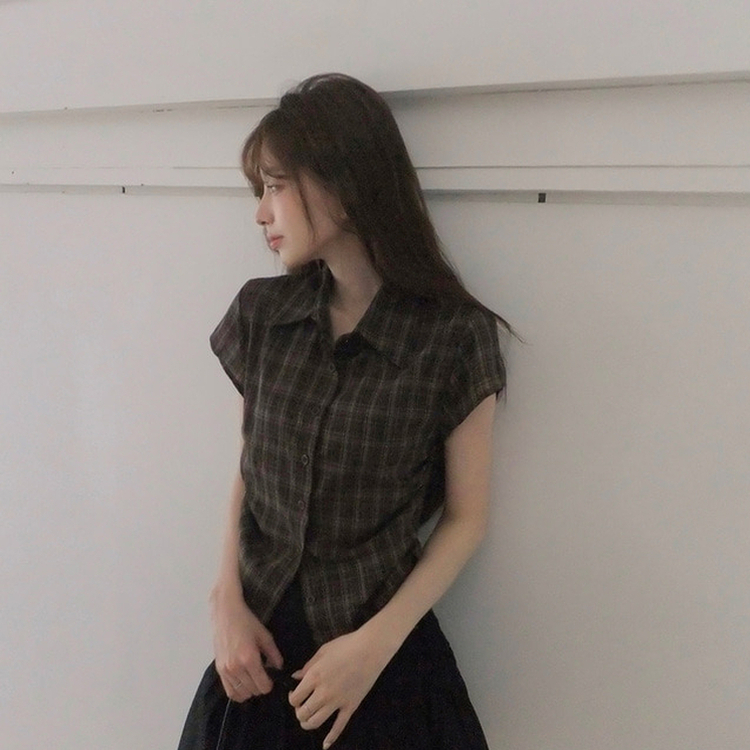 アーバンストリングチェック半袖シャツ BROWN