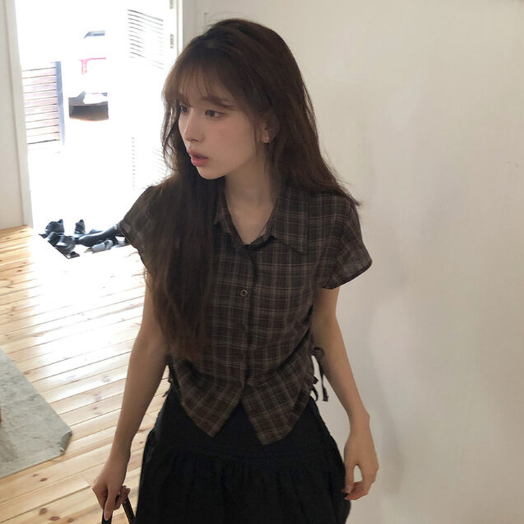 アーバンストリングチェック半袖シャツ BROWN