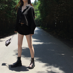 ショートパンツ 3分丈ショートパンツ BLACK