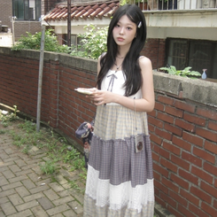 ロングワンピース リボンモリロングワンピース BEIGE