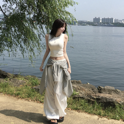 ノースリーブ スパンスリムクロップキャミソール WHITE