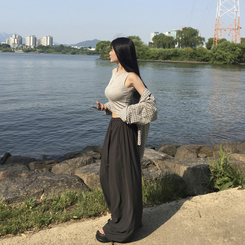 ノースリーブ スパンスリムクロップキャミソール GREY