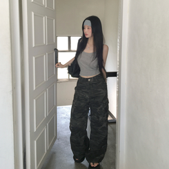 ミリタリーカーゴピンタックパンツ CAMO