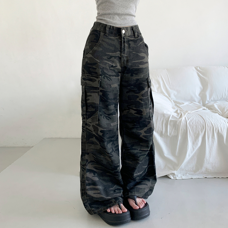 ミリタリーカーゴピンタックパンツ CAMO