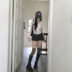 半袖Tシャツ スパンVネック半袖Tシャツ(6color) IVORY