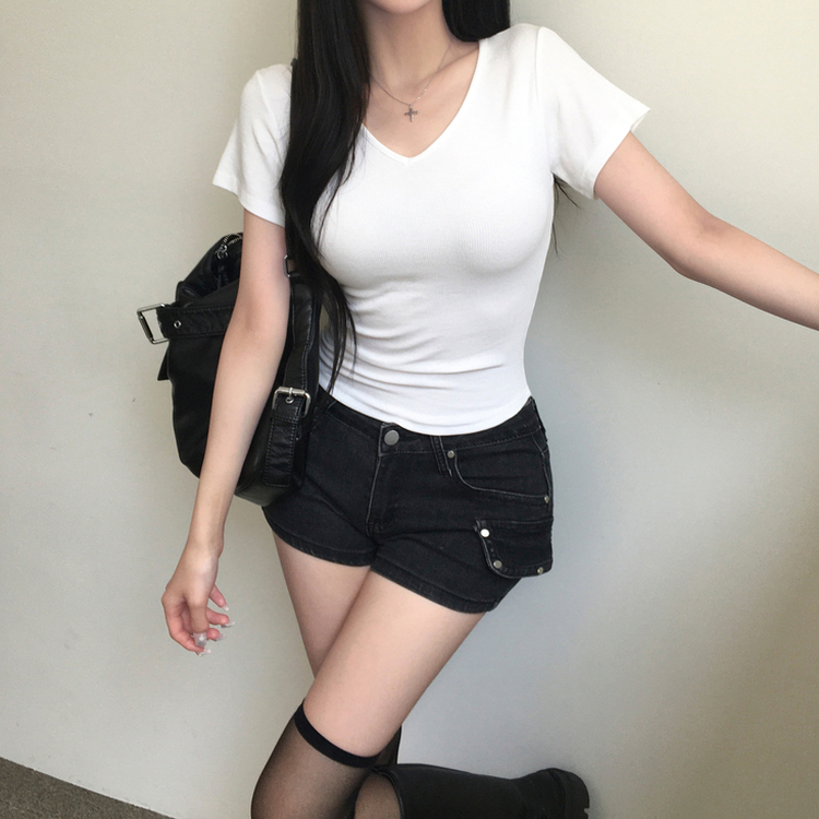 半袖Tシャツ スパンVネック半袖Tシャツ(6color) IVORY