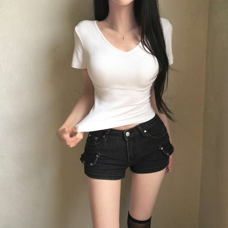 半袖Tシャツ スパンVネック半袖Tシャツ(6color) IVORY