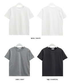 半袖Tシャツ 無地ラウンドセミクロップルーズ半袖Tシャツ