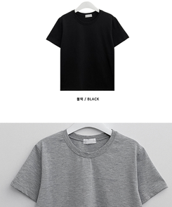 半袖Tシャツ 無地ラウンドセミクロップルーズ半袖Tシャツ