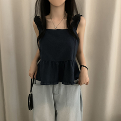 ノースリーブ ラブリーリボンシャーリングキャミソール NAVY