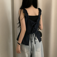 ノースリーブ ラブリーリボンシャーリングキャミソール NAVY
