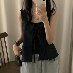 ノースリーブ ラブリーリボンシャーリングキャミソール NAVY