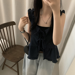 ノースリーブ ラブリーリボンシャーリングキャミソール NAVY