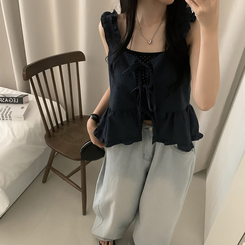 ノースリーブ ラブリーリボンシャーリングキャミソール NAVY