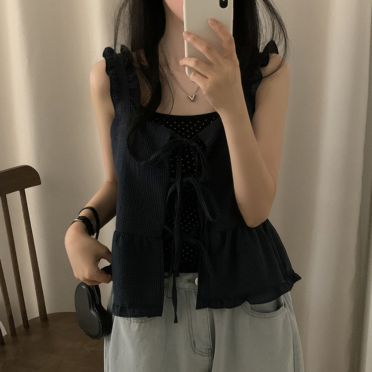 ラブリーリボンシャーリングキャミソール NAVY