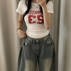 半袖Tシャツ Y2Kラウンドレタリング半袖Tシャツ IVORY