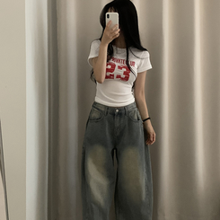 半袖Tシャツ Y2Kラウンドレタリング半袖Tシャツ IVORY