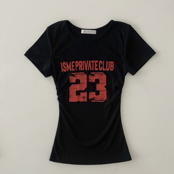 半袖Tシャツ Y2Kラウンドレタリング半袖Tシャツ