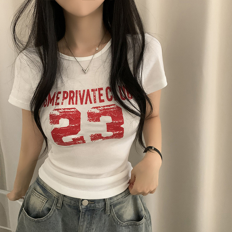 Y2Kラウンドレタリング半袖Tシャツ IVORY