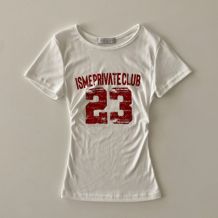 Y2Kラウンドレタリング半袖Tシャツ