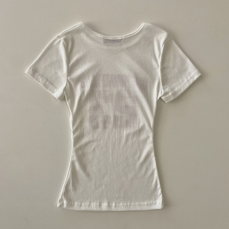Y2Kラウンドレタリング半袖Tシャツ