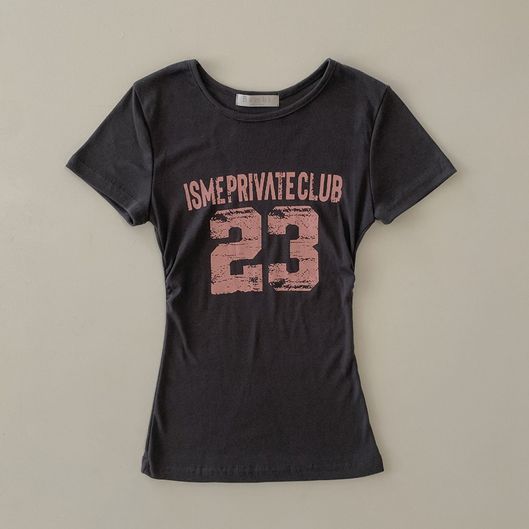 Y2Kラウンドレタリング半袖Tシャツ
