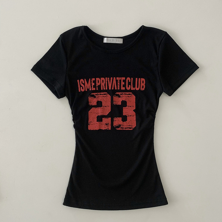 Y2Kラウンドレタリング半袖Tシャツ