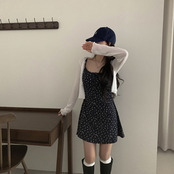 【SET】ミニフラワーミニワンピース カーディガン IVORY