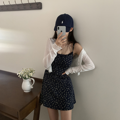 【SET】ミニフラワーミニワンピース カーディガン IVORY