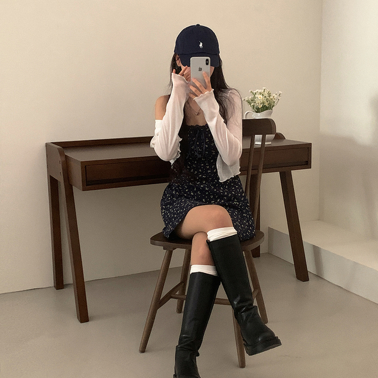 【SET】ミニフラワーミニワンピース カーディガン IVORY
