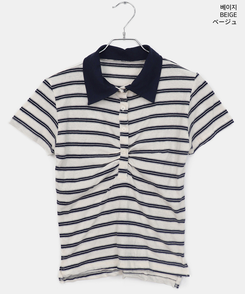 ストライプシャーリング半袖Tシャツ