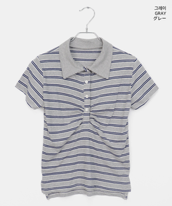 ストライプシャーリング半袖Tシャツ