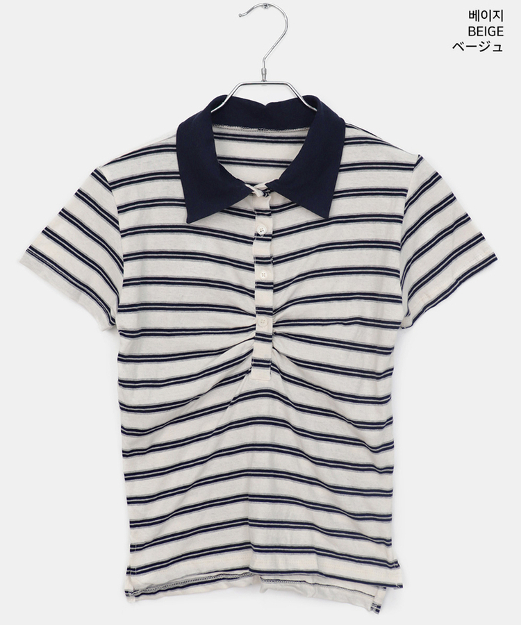 ストライプシャーリング半袖Tシャツ