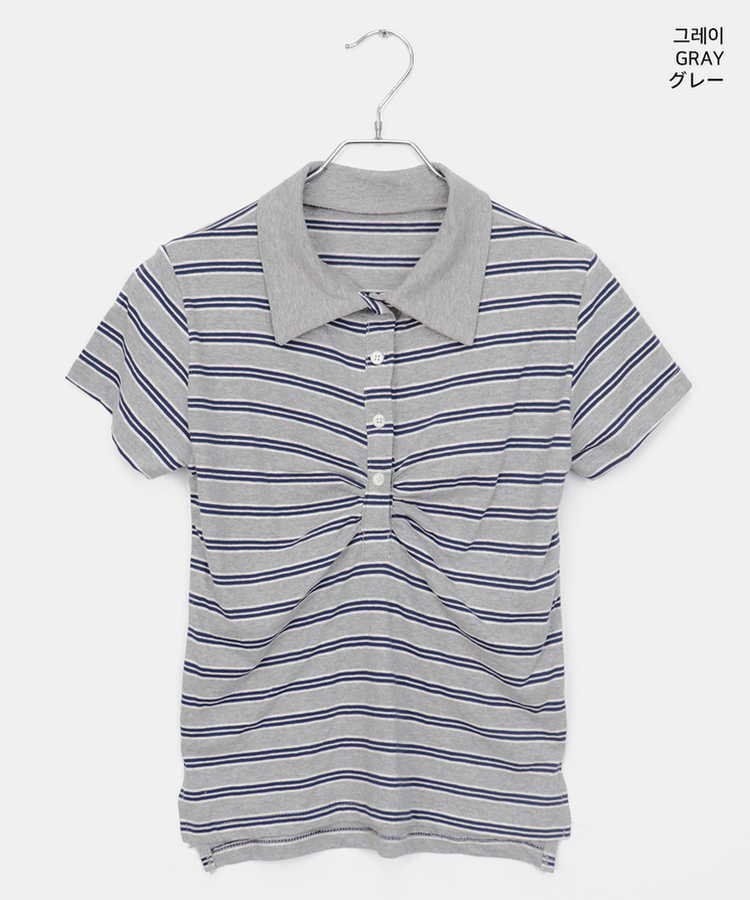 ストライプシャーリング半袖Tシャツ