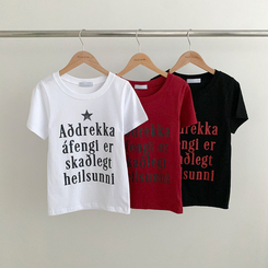 半袖Tシャツ レタリングUネック半袖Tシャツ
