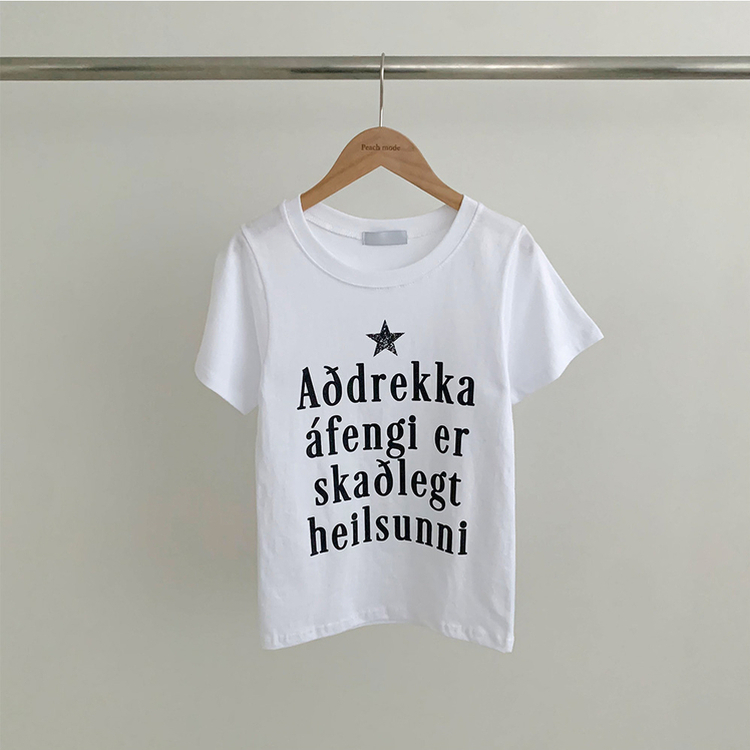 レタリングUネック半袖Tシャツ