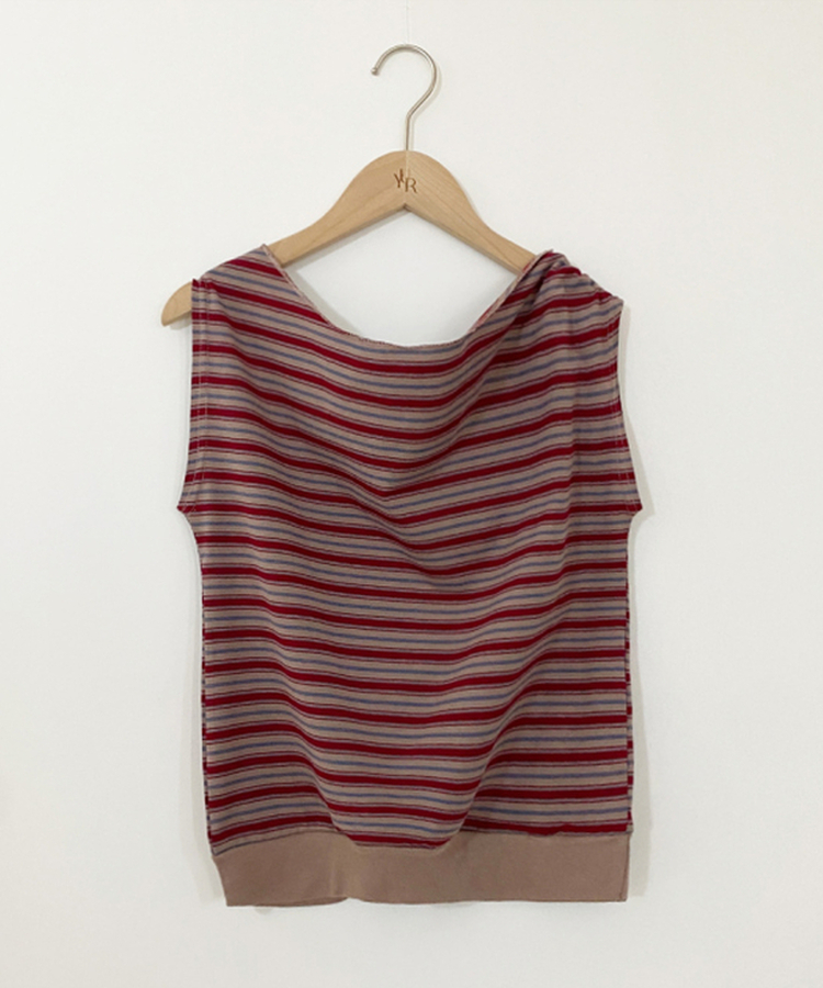 ストライプオフ半袖Tシャツ