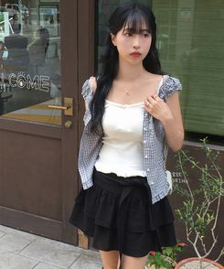 ノースリーブ フリルスリーブレス IVORY