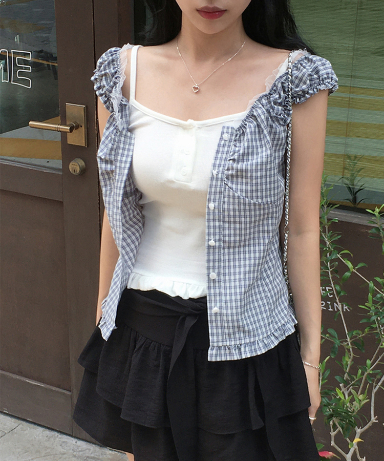 ノースリーブ フリルスリーブレス IVORY