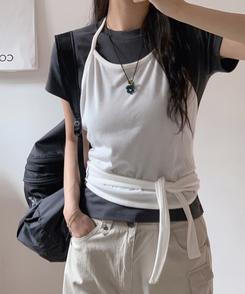 ノースリーブ ホールターラップトップ IVORY