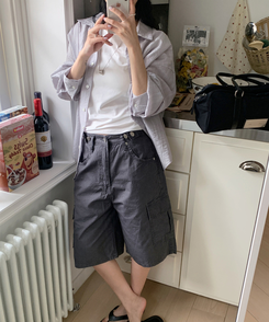 シャツ サンドストライプシャツ GREY