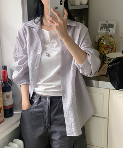 シャツ サンドストライプシャツ GREY